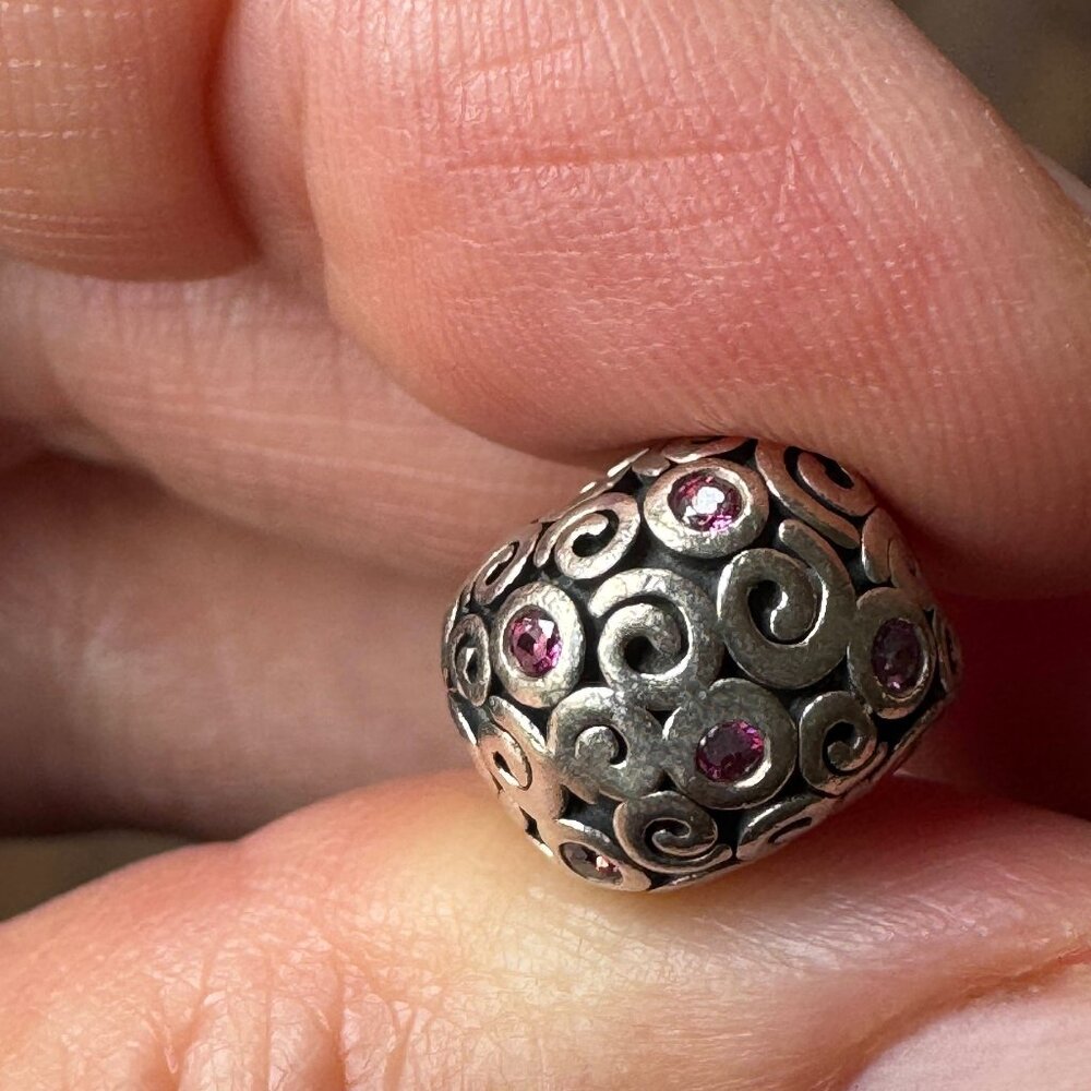 Pandora Wind Clip Charm in Sterling Silver with Pink Zirconia Stones